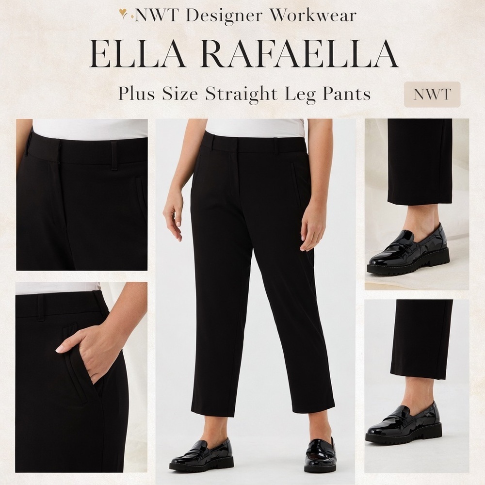Ella Rafaella Black Straight Leg Ankle Pants Size 20W NWT Slimming Work Career